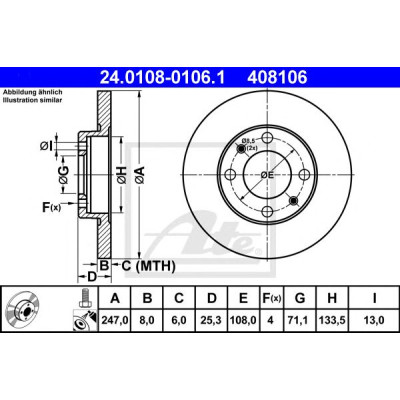 Kočioni disk ATE 24.0108-0106.1