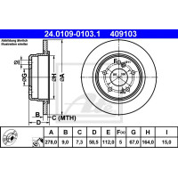 Kočioni disk ATE 24.0109-0103.1