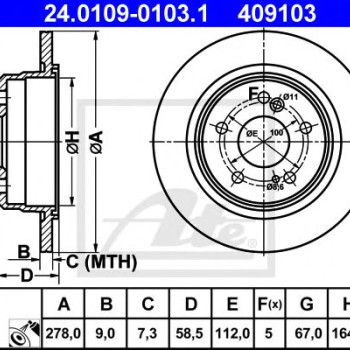 Kočioni disk ATE 24.0109-0103.1