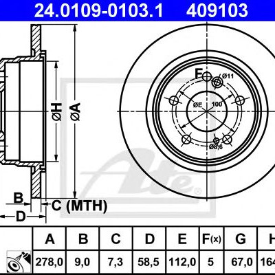 Kočioni disk ATE 24.0109-0103.1