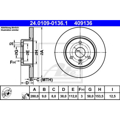 Kočioni disk ATE 24.0109-0136.1