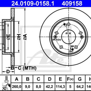 Kočioni disk ATE 24.0109-0158.1