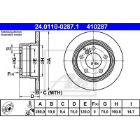 Kočioni disk ATE 24.0110-0287.1