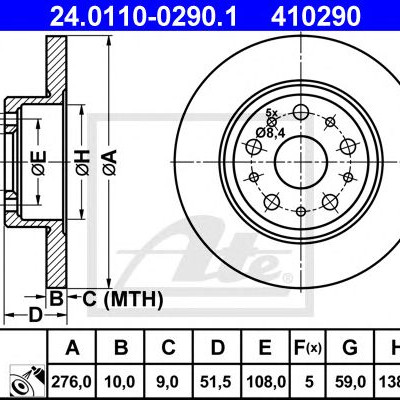 Kočioni disk ATE 24.0110-0290.1