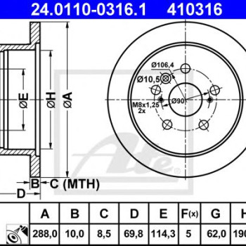 Kočioni disk ATE 24.0110-0316.1