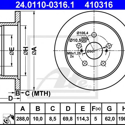 Kočioni disk ATE 24.0110-0316.1