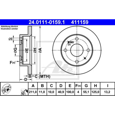 Kočioni disk ATE 24.0111-0159.1