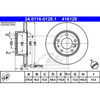 Kočioni disk ATE 24.0116-0128.1