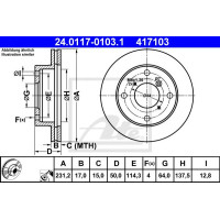 Kočioni disk ATE 24.0117-0103.1