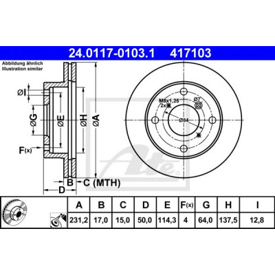 Kočioni disk ATE 24.0117-0103.1