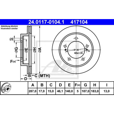 Kočioni disk ATE 24.0117-0104.1