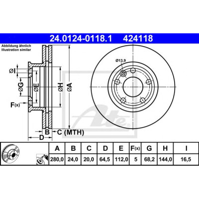 Kočioni disk ATE 24.0124-0118.1