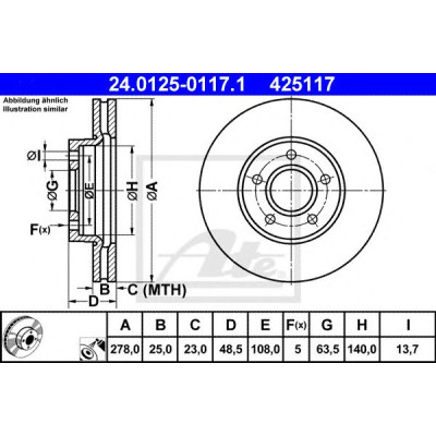 Kočioni disk ATE 24.0125-0117.1