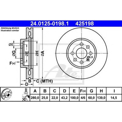 Kočioni disk ATE 24.0125-0198.1