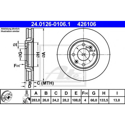 Kočioni disk ATE 24.0126-0106.1