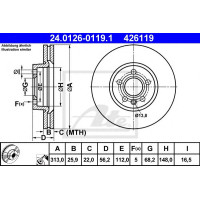Kočioni disk ATE 24.0126-0119.1