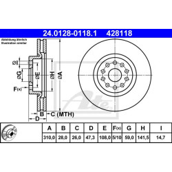 Kočioni disk ATE 24.0128-0118.1