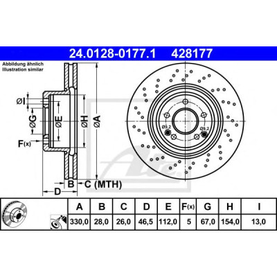 Kočioni disk ATE 24.0128-0177.1