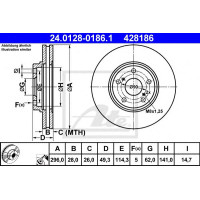 Kočioni disk ATE 24.0128-0186.1