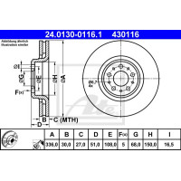 Kočioni disk ATE 24.0130-0116.1
