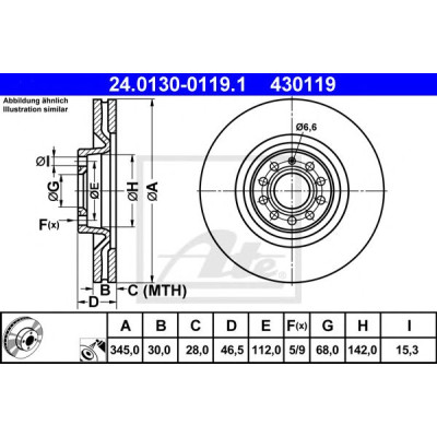 Kočioni disk ATE 24.0130-0119.1