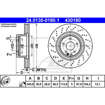 Kočioni disk ATE 24.0130-0180.1