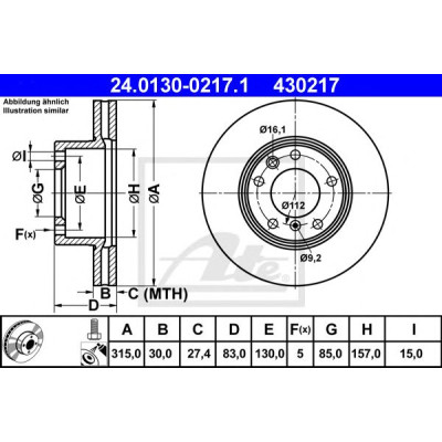 Kočioni disk ATE 24.0130-0217.1