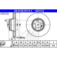 Kočioni disk ATE 24.0132-0113.1