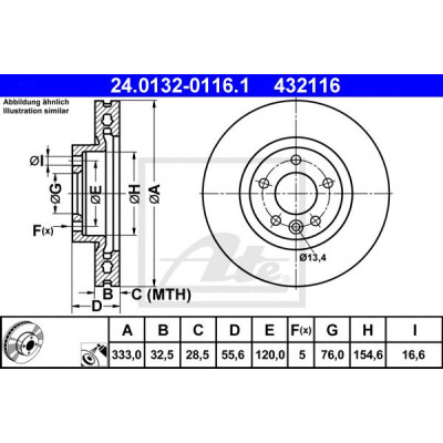 Kočioni disk ATE 24.0132-0116.1