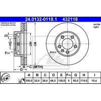Kočioni disk ATE 24.0132-0118.1