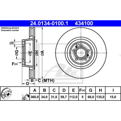 Kočioni disk ATE 24.0134-0100.1
