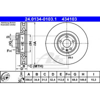 Kočioni disk ATE 24.0134-0103.1