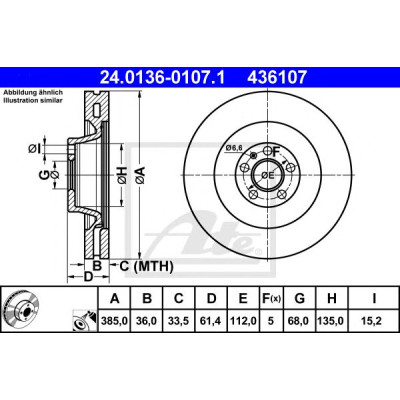Kočioni disk ATE 24.0136-0107.1