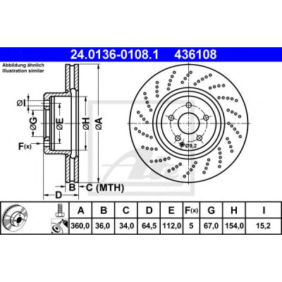 Kočioni disk ATE 24.0136-0108.1