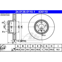 Kočioni disk ATE 24.0136-0110.1