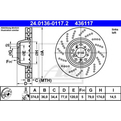 Kočioni disk dvodjelni ATE 24.0136-0117.2