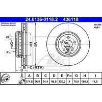 Kočioni disk dvodjelni ATE 24.0136-0118.2