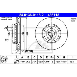 Kočioni disk dvodjelni ATE 24.0136-0118.2