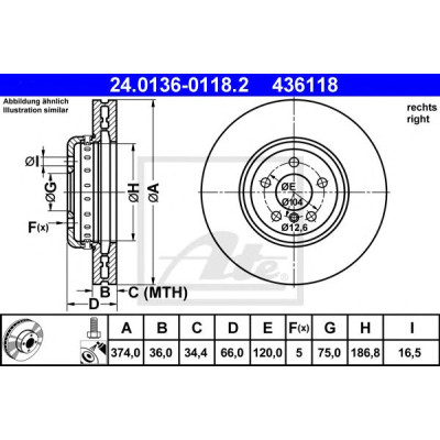 Kočioni disk dvodjelni ATE 24.0136-0118.2