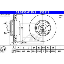 Kočioni disk dvodjelni ATE 24.0136-0119.2