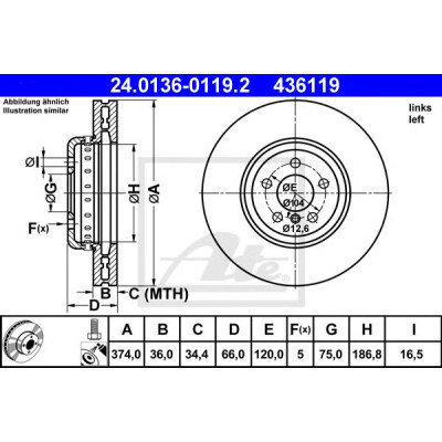 Kočioni disk dvodjelni ATE 24.0136-0119.2