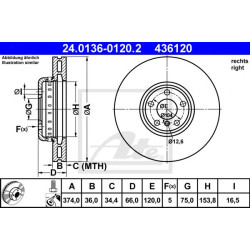 Kočioni disk dvodjelni ATE 24.0136-0120.2