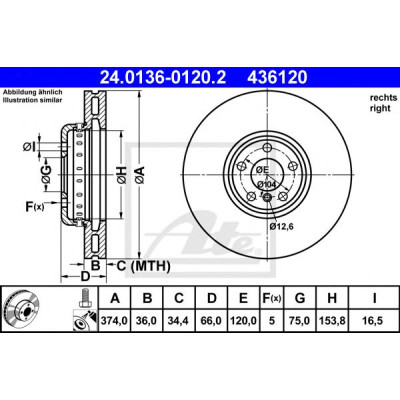 Kočioni disk dvodjelni ATE 24.0136-0120.2