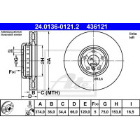 Kočioni disk dvodjelni ATE 24.0136-0121.2