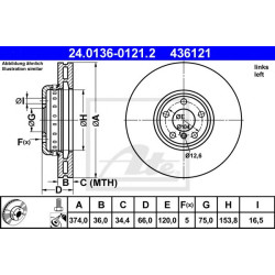 Kočioni disk dvodjelni ATE 24.0136-0121.2