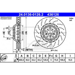 Kočioni disk dvodjelni ATE 24.0136-0126.2
