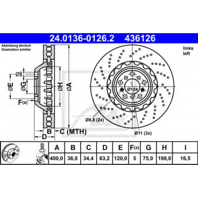 Kočioni disk dvodjelni ATE 24.0136-0126.2