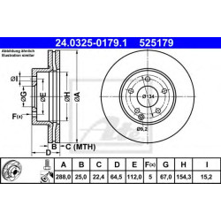 Kočioni disk ATE 24.0325-0179.1