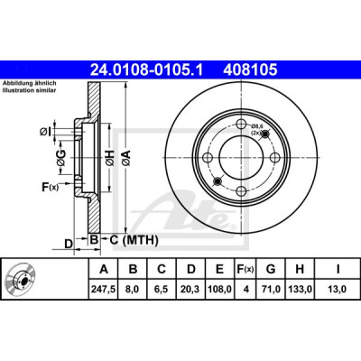 Kočioni disk ATE 24.0108-0105.1