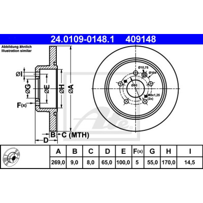 Kočioni disk ATE 24.0109-0148.1